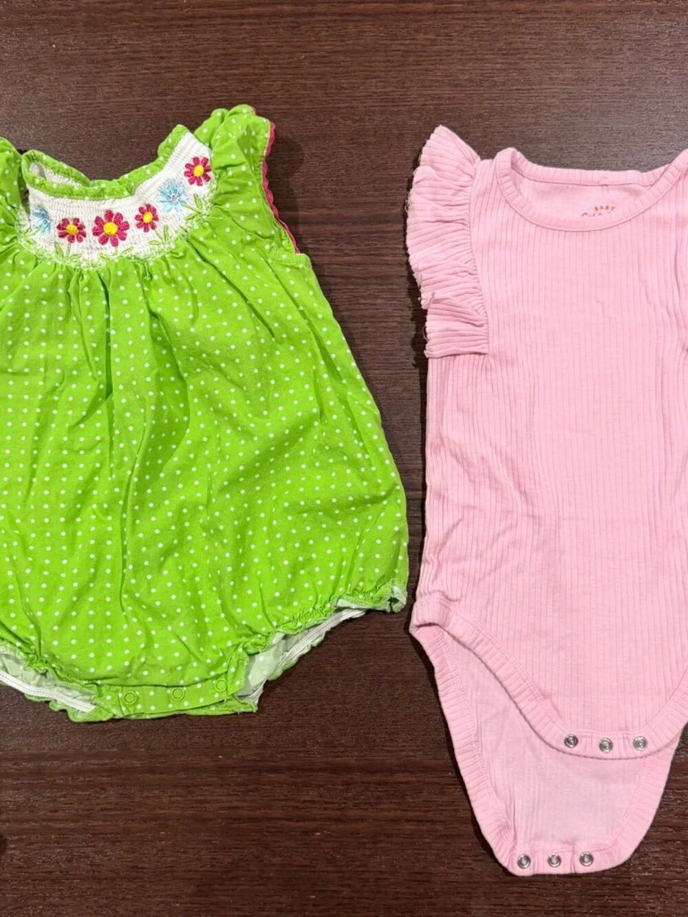 Cat & Jack Baby Girls Floral Romper Bodysuit 2-Piece Bundle - 12M